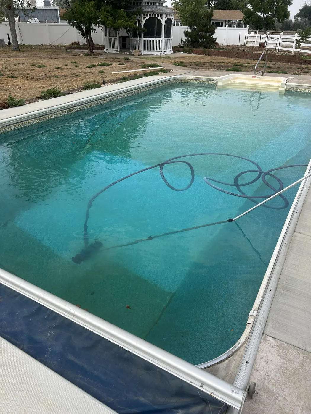 Before: cloudy green pool in Todd Creek, Brighton, CO
