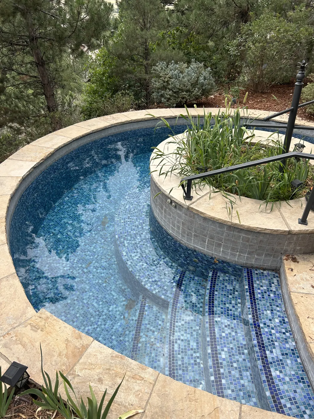 After: the same Erie pool crystal clear after a Pyle's green-to-clean recovery