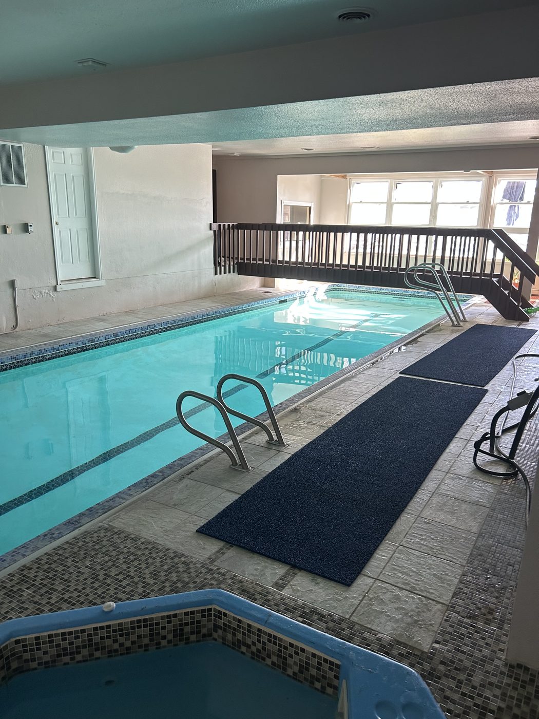 Indoor commercial pool and spa serviced by Pyle's Pool & Spa Specialists