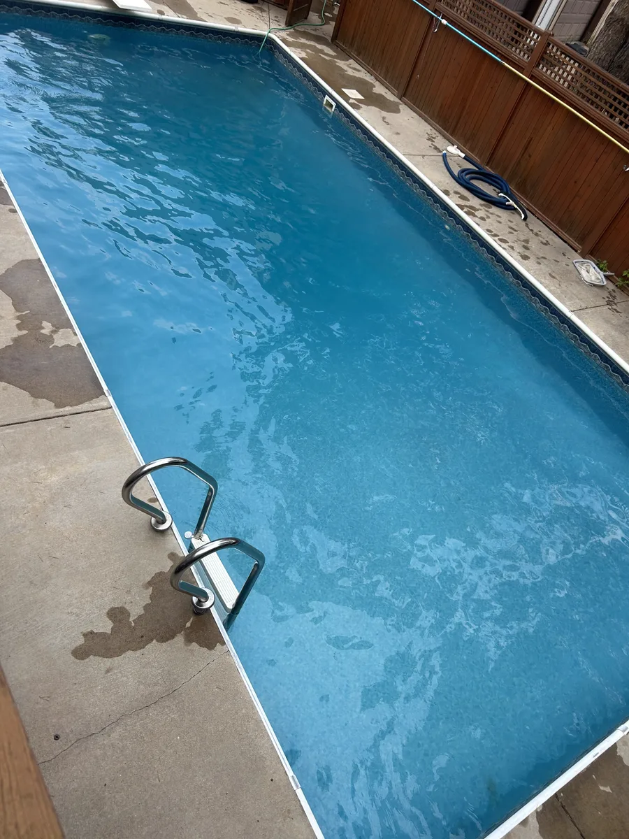 Crystal clear pool after a green-to-clean recovery by Pyle's in Parker, CO